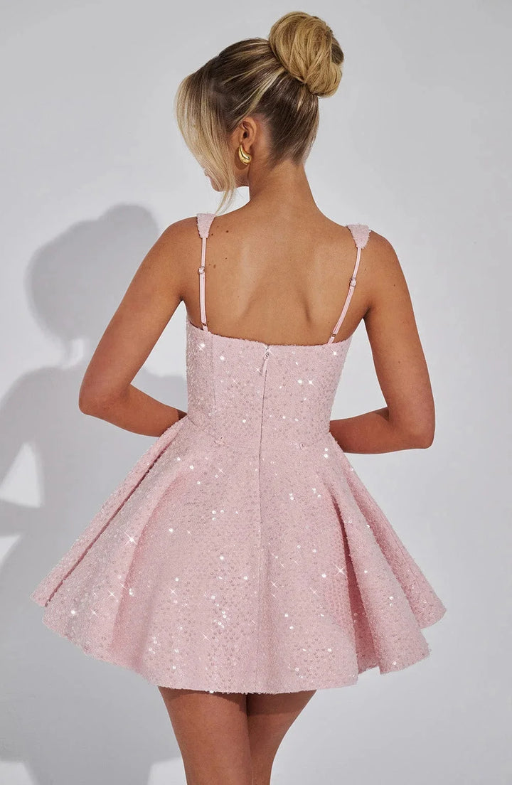 Damen Funkelndes Minikleid mit ausgestelltem Schnitt – High-quality product image.