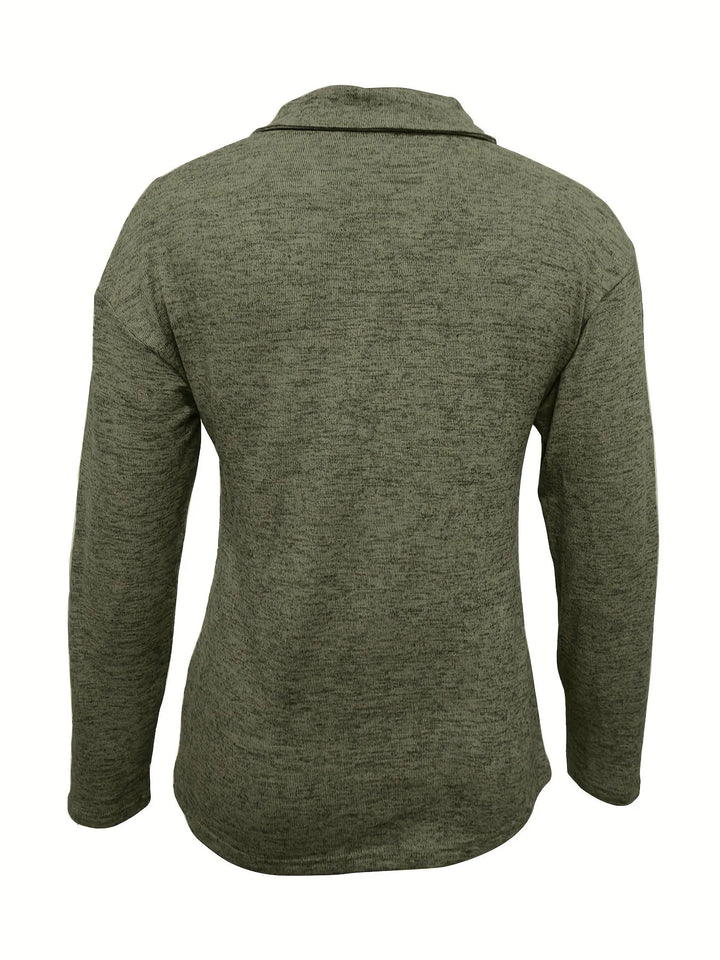 Damen Halbreißverschluss Pullover aus weichem Baumwollmix mit klassischem Kragen und ribbeligen Bündchen in verschiedenen…