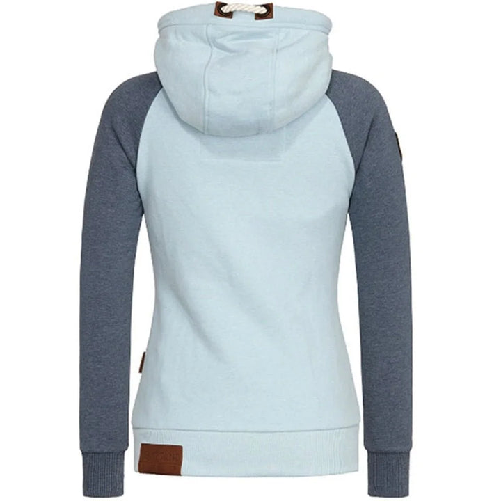 Damen Zip Hoodie mit Kapuze und braunen Details