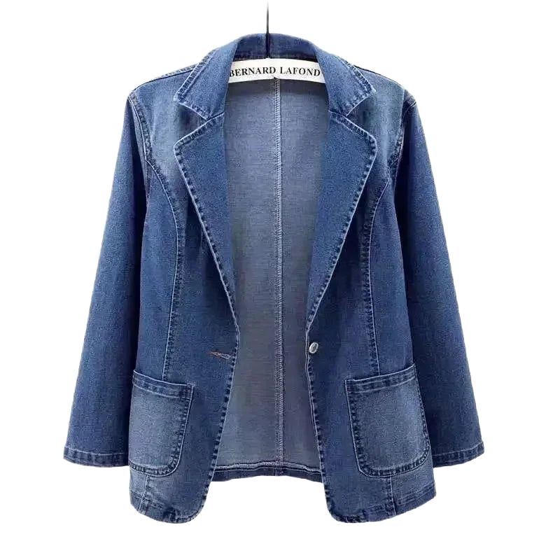 Damen Jeansjacke aus Baumwolle mit Knopfverschluss, klassischen Taschen und modernem Schnitt für vielseitigen Einsatz.