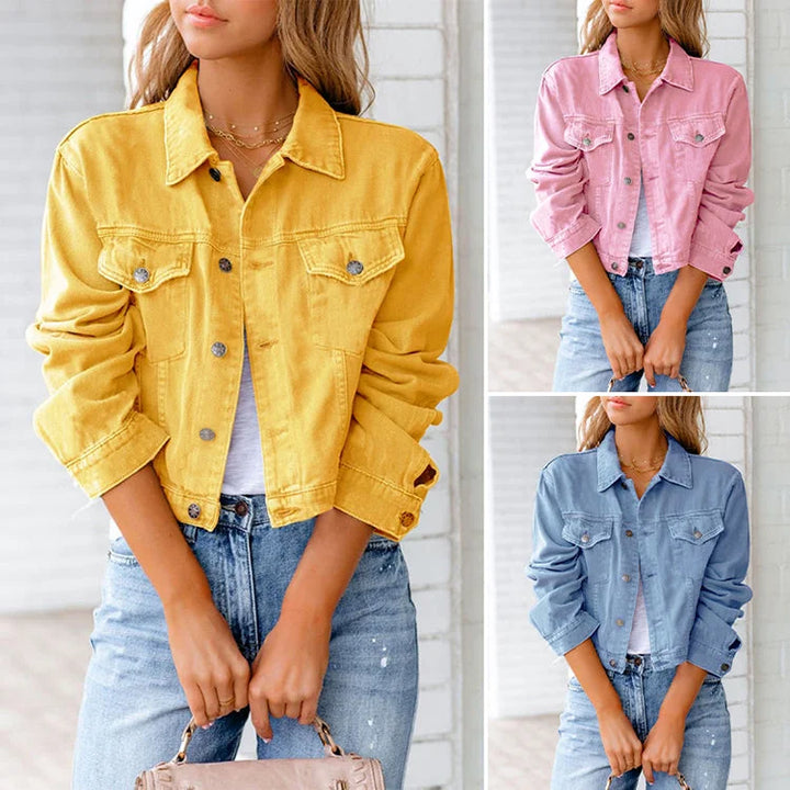 Damen Jeansjacke mit Knopfleiste und Brusttaschen