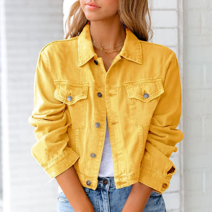 Damen Jeansjacke mit Knopfleiste und Brusttaschen