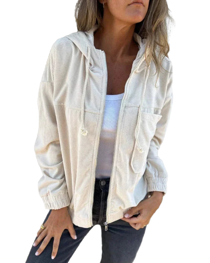 Damen Kapuzenjacke mit Reißverschluss und Kordeln