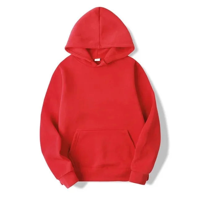Roter Damen Kapuzenpullover mit Kängurutasche, langen Ärmeln aus weichem Baumwollmix für Komfort und Alltagstauglichkeit.