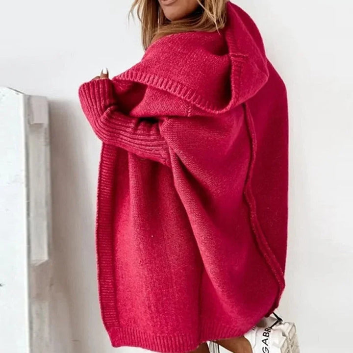 Oversize Damen Strickjacke mit Kapuze