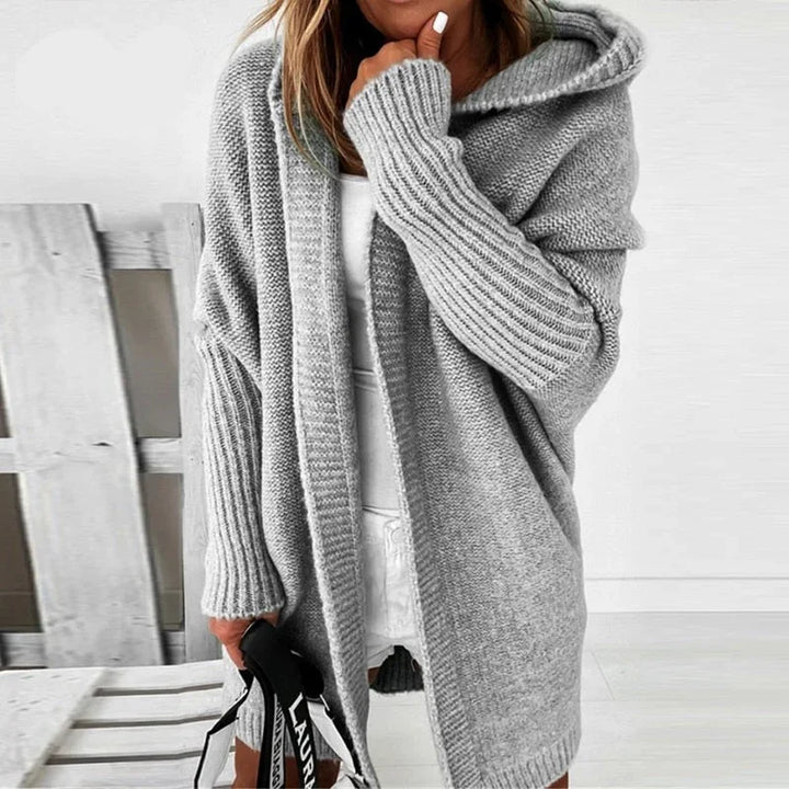 Oversize Damen Strickjacke mit Kapuze