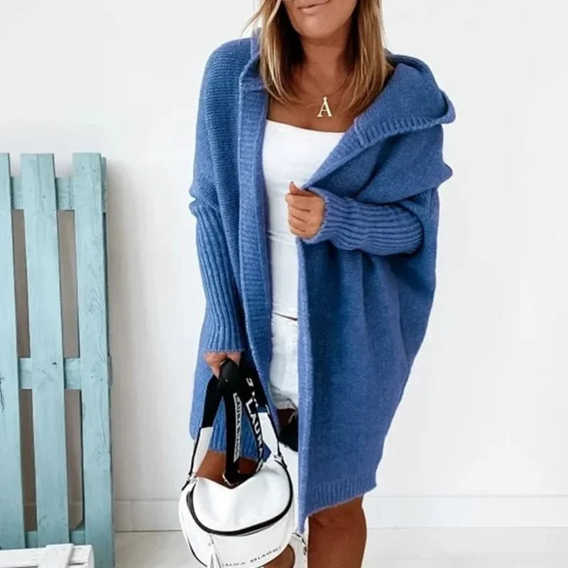 Oversize Damen Strickjacke mit Kapuze