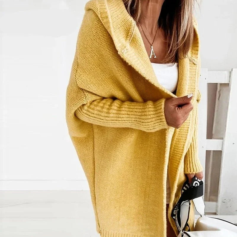 Oversize Damen Strickjacke mit Kapuze