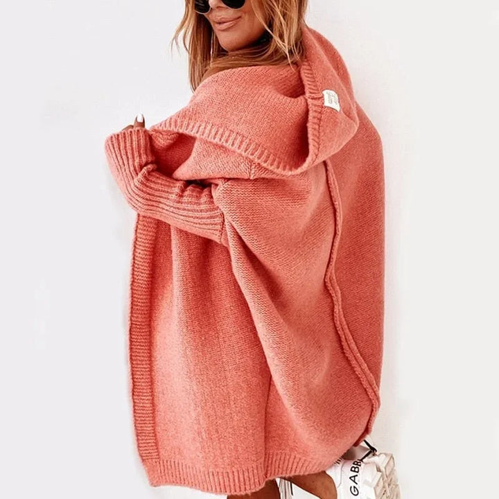 Oversize Damen Strickjacke mit Kapuze