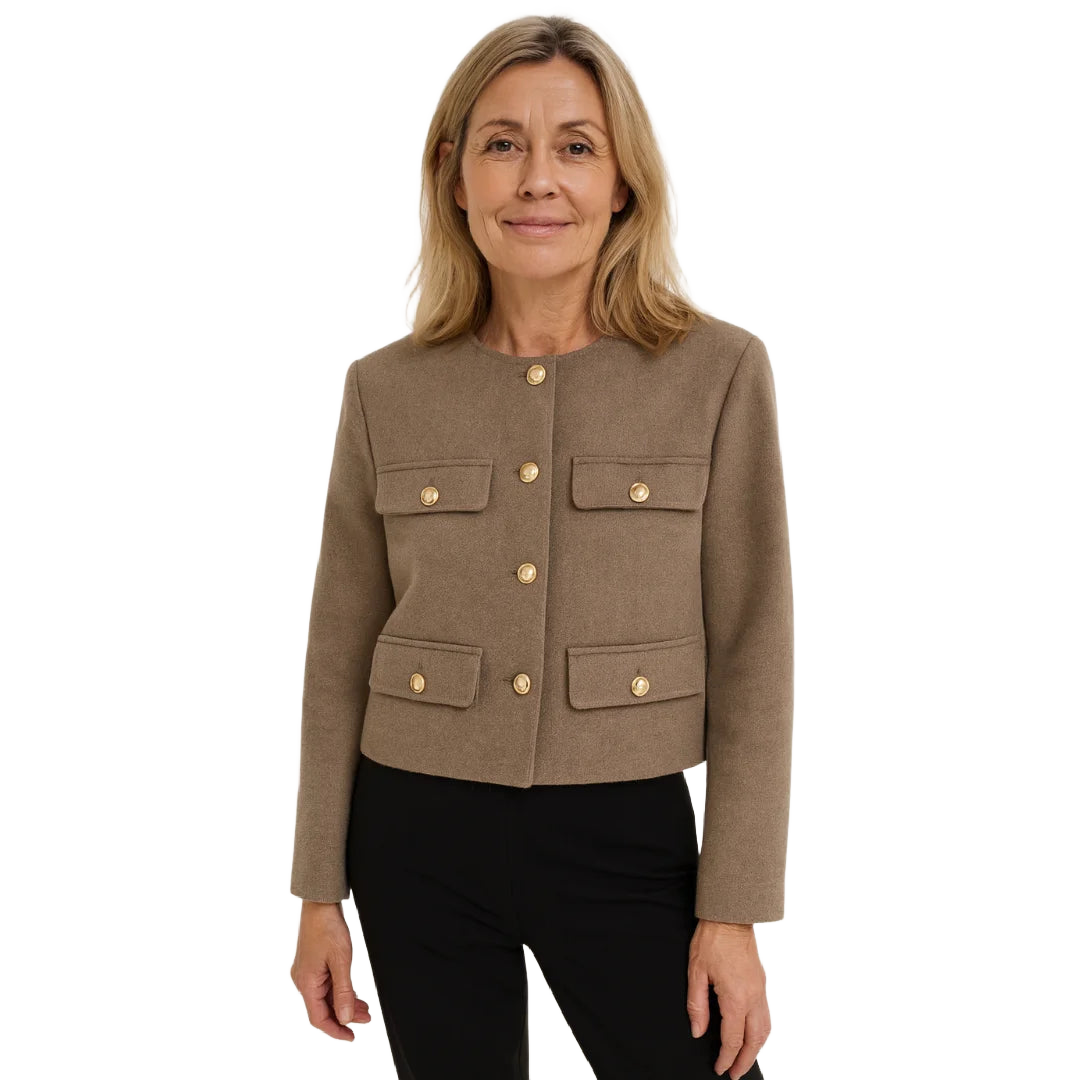 Damen Blazer aus hochwertigem Material mit Knopfdetails und geradem Schnitt in moderner, eleganter Passform.