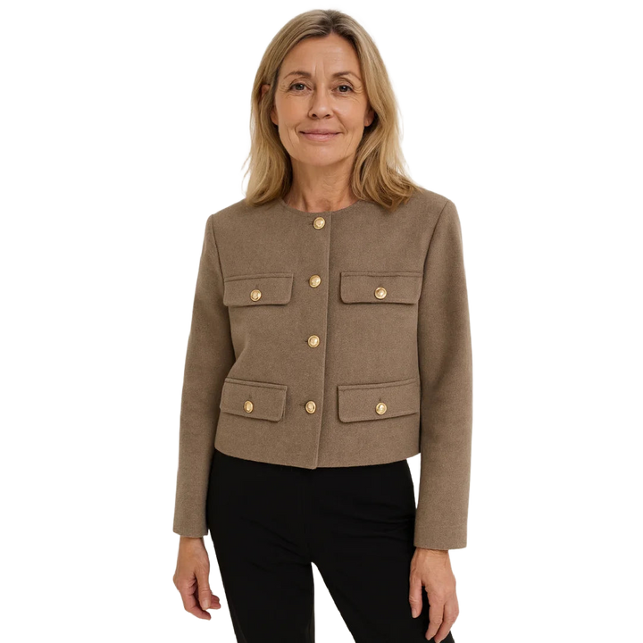 Damen Blazer aus hochwertigem Material mit Knopfdetails und geradem Schnitt in moderner, eleganter Passform.
