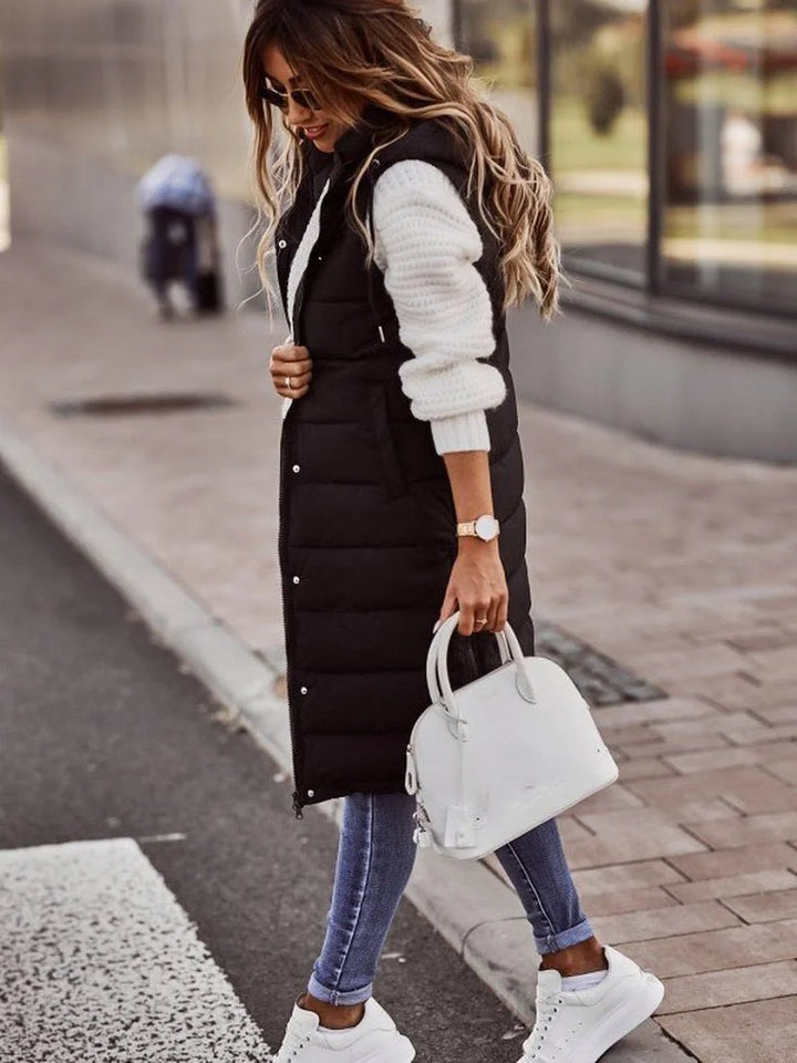 Damen Lange Bodywarmer mit Seitentaschen