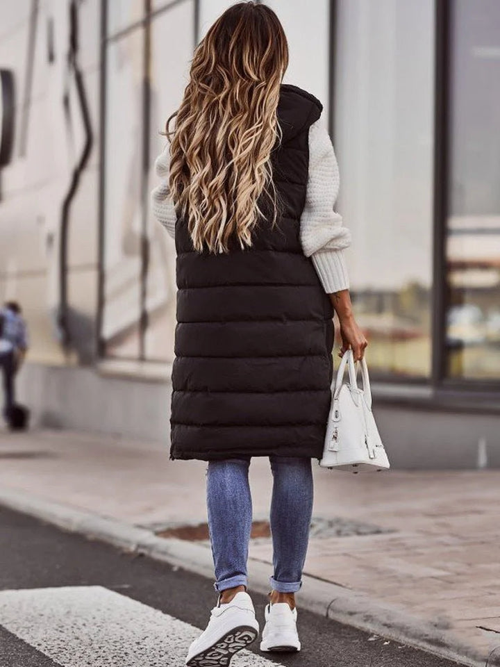 Damen Lange Bodywarmer mit Seitentaschen