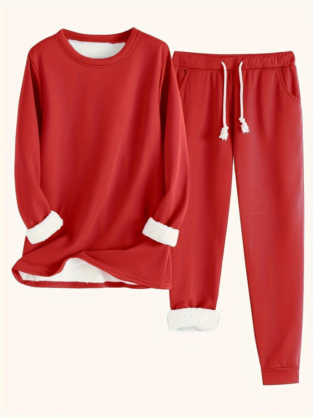 Rotes Damen Lounge-Set mit weichem Innenfutter, lässigem Schnitt und bequemem Design für entspannte Tage zu Hause.
