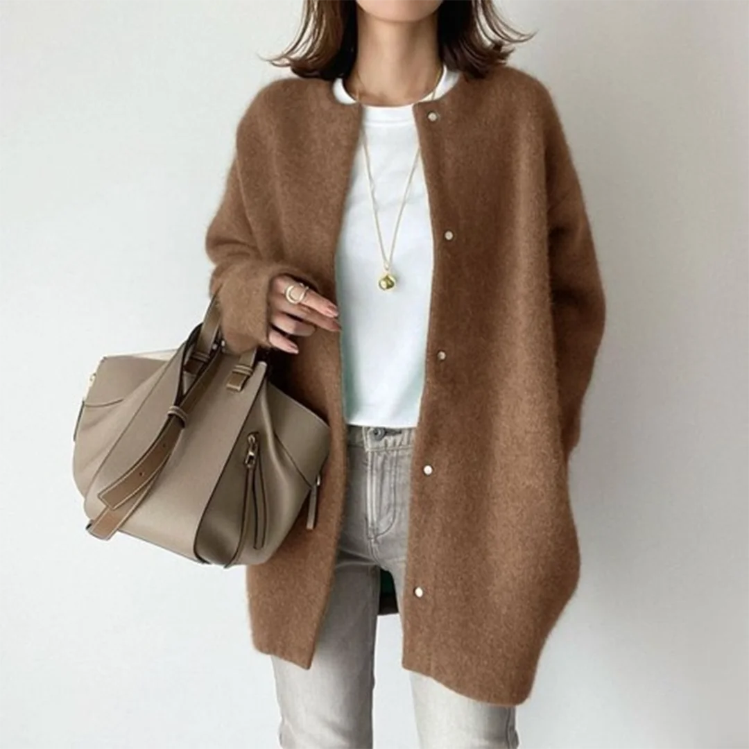 Oversized Damen Strickmantel mit Knöpfen