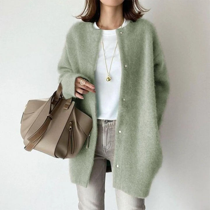 Oversized Damen Strickmantel mit Knöpfen