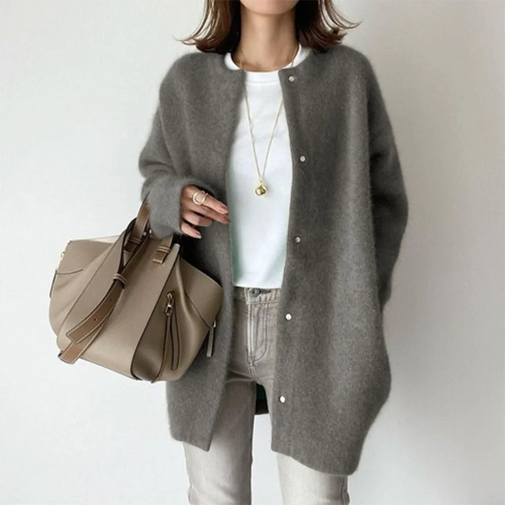 Oversized Damen Strickmantel mit Knöpfen