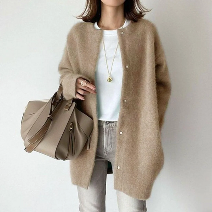 Oversized Damen Strickmantel mit Knöpfen