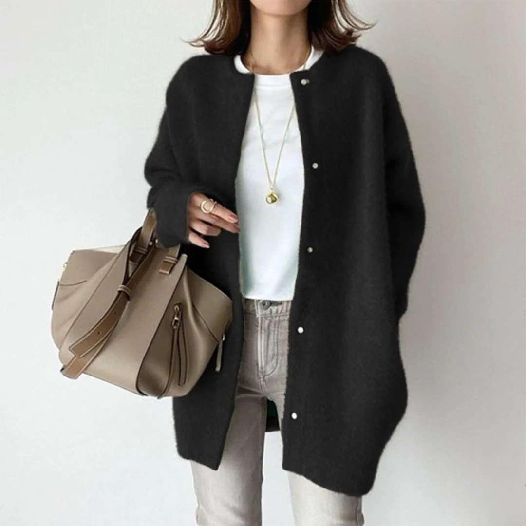 Oversized Damen Strickmantel mit Knöpfen
