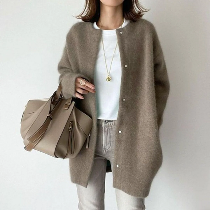 Oversized Damen Strickmantel mit Knöpfen
