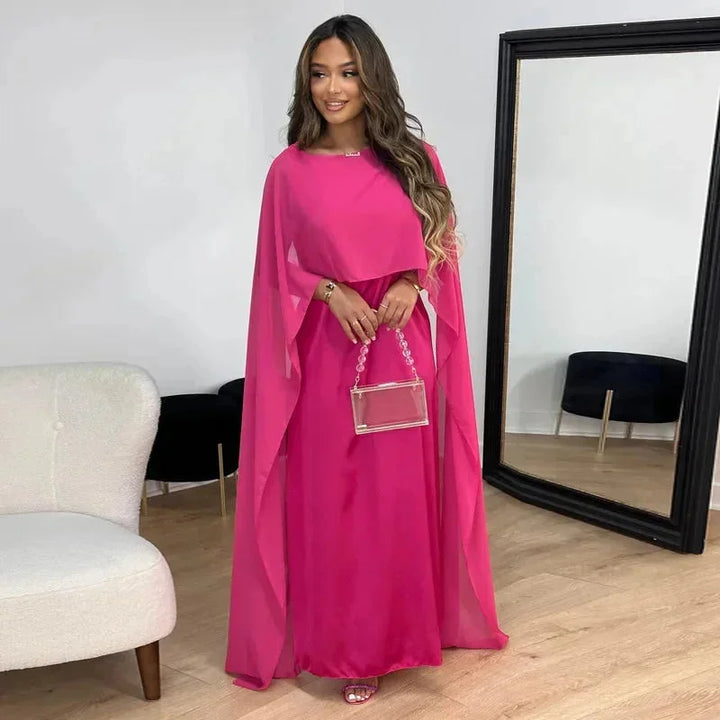 Damen Maxikleid mit Cape für elegante Abendveranstaltungen – High-quality product image.