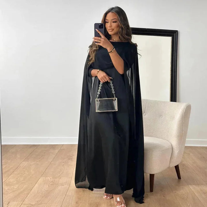 Damen Maxikleid mit Cape für elegante Abendveranstaltungen – High-quality product image.