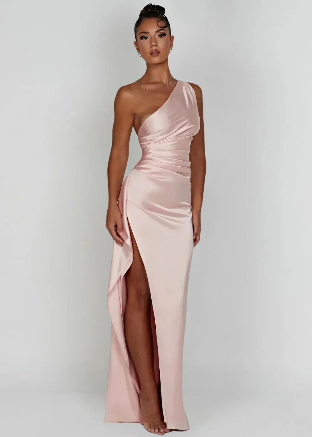 Damen Maxikleid mit Einer Schulter und Beinschlitz – High-quality product image.