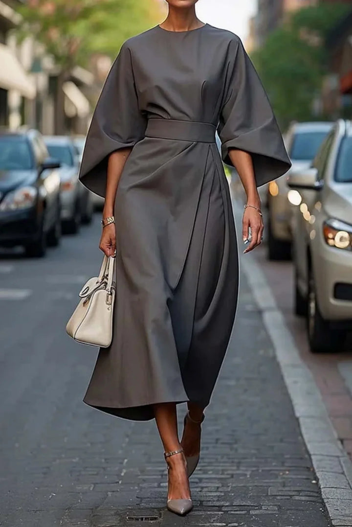 Damen Maxikleid mit Kimonoärmeln und Gürtel