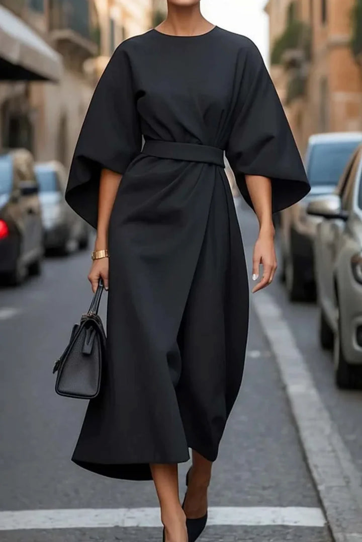Damen Maxikleid mit Kimonoärmeln und Gürtel