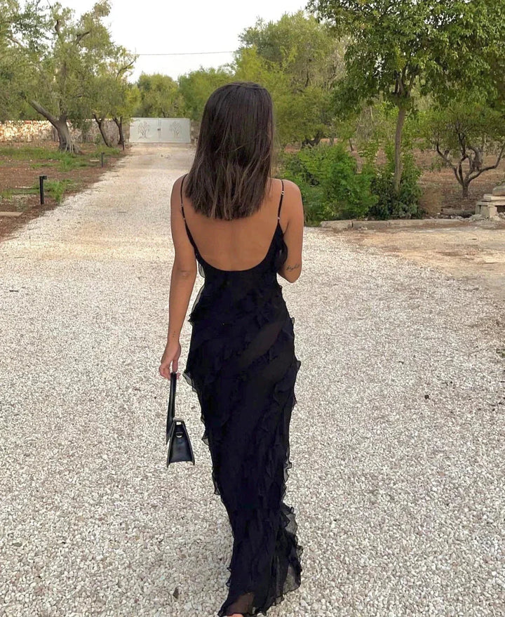 Damen Maxikleid mit Rüschen für Abendveranstaltungen – High-quality product image.