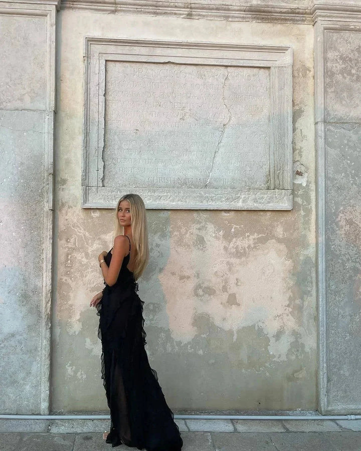Damen Maxikleid mit Rüschen für Abendveranstaltungen – High-quality product image.