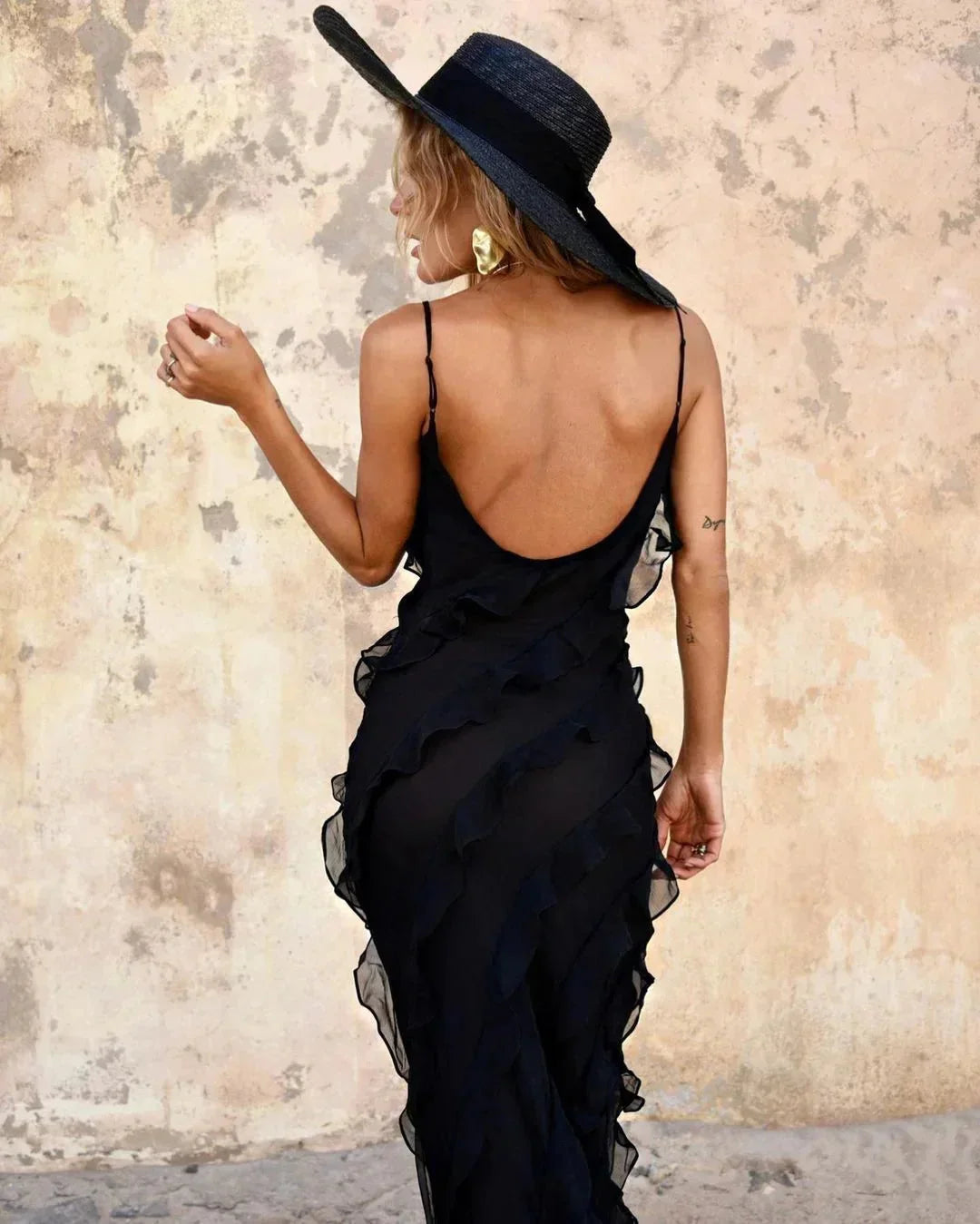 Damen Maxikleid mit Rüschen für Abendveranstaltungen – High-quality product image.