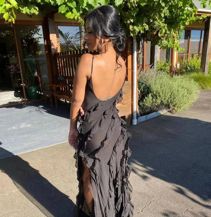 Damen Maxikleid mit Rüschen für Abendveranstaltungen – High-quality product image.