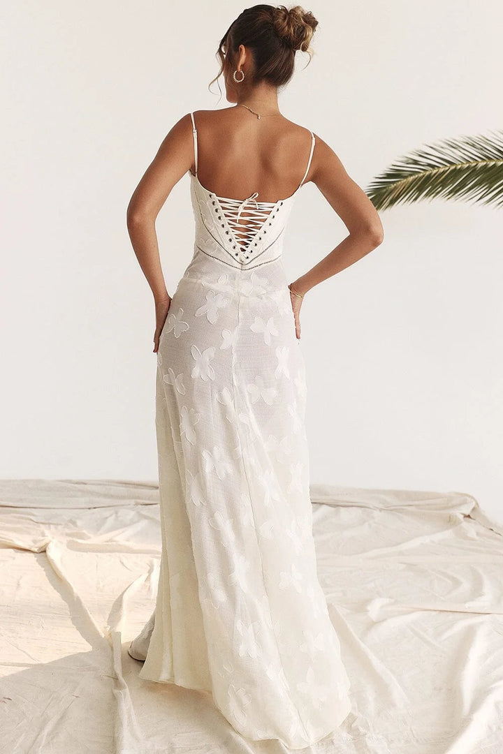 Damen Maxikleid mit Spaghettiträgern und Blumenmuster – High-quality product image.