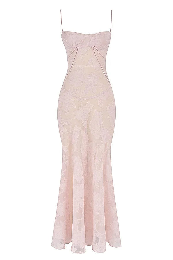 Damen Maxikleid mit Spaghettiträgern und Blumenmuster – High-quality product image.