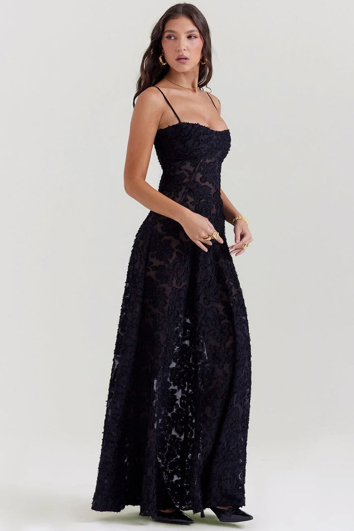 Damen Maxikleid mit Spaghettiträgern und Blumenmuster – High-quality product image.