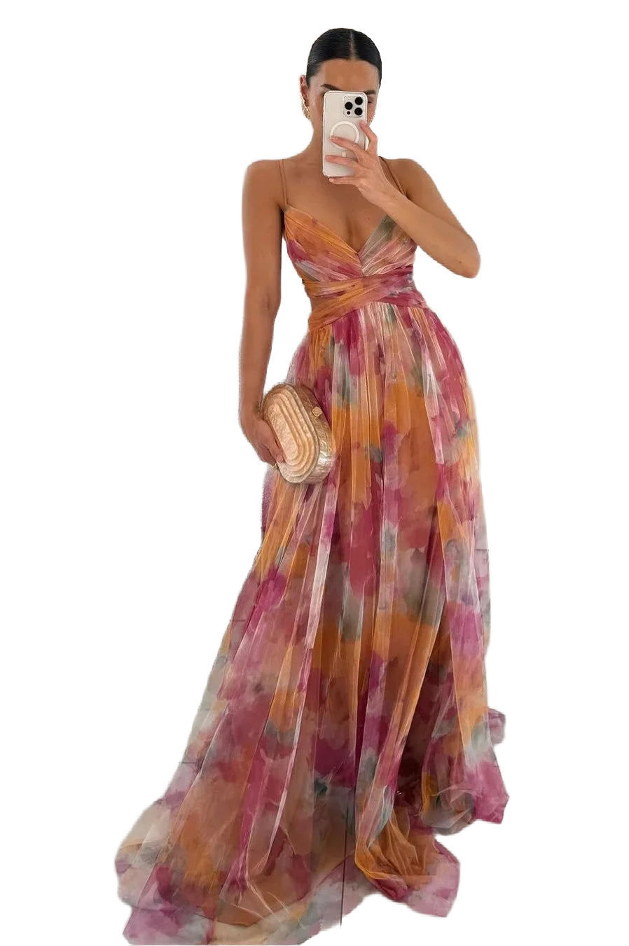 Damen Maxikleid Mit Texturen und Asymmetrischem Schnitt – High-quality product image.