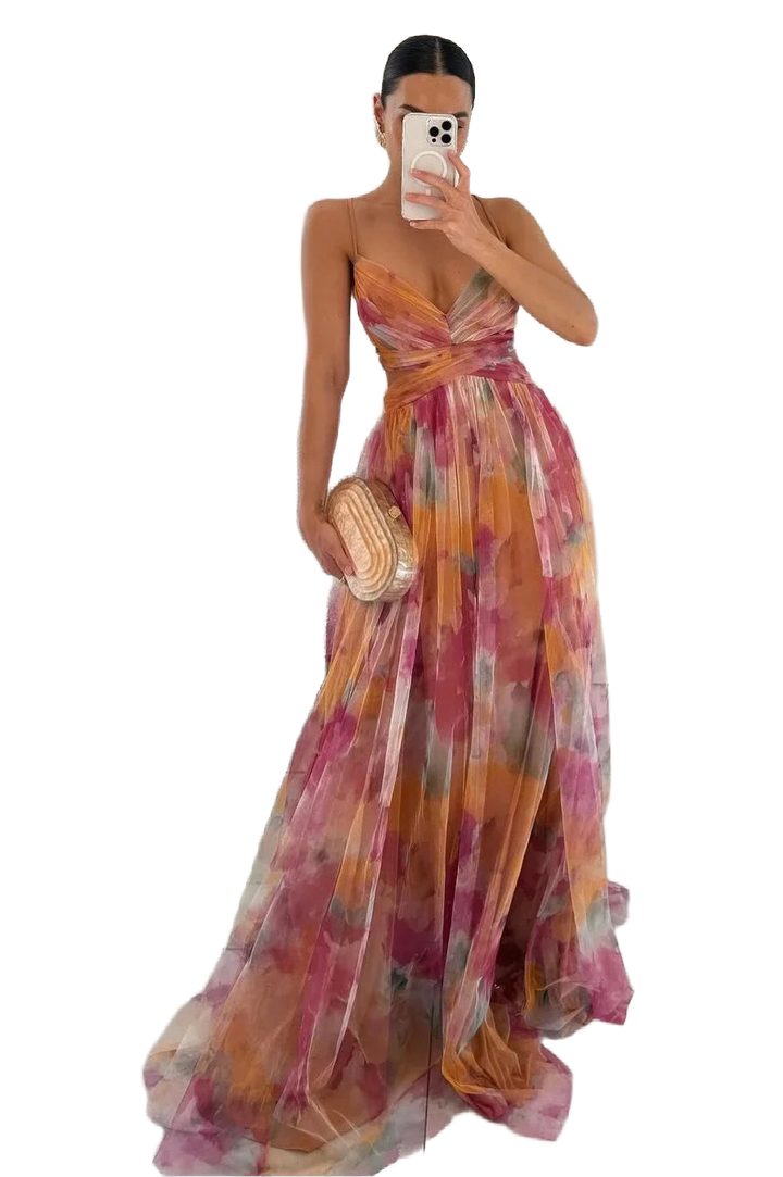 Damen Maxikleid Mit Texturen und Asymmetrischem Schnitt – High-quality product image.