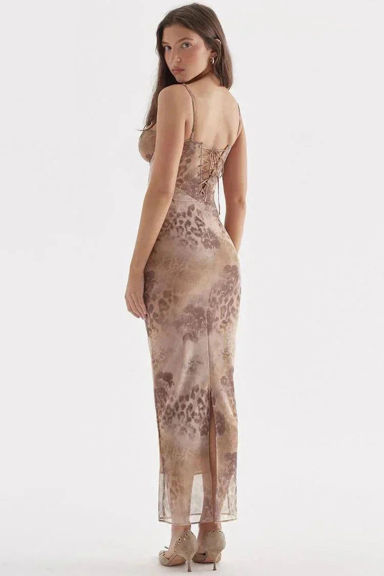 Damen Maxikleid mit verstellbaren Trägern und Blumenmuster – High-quality product image.
