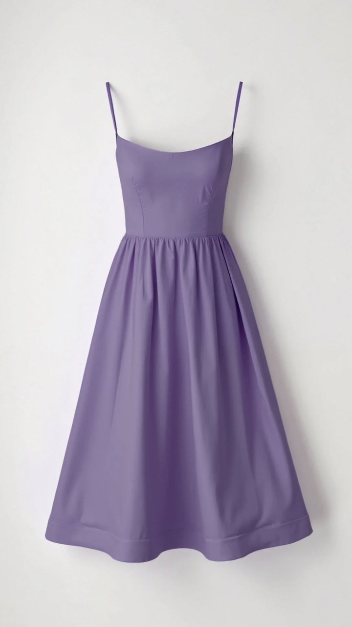 Damen Midikleid mit feinen Trägern und A-Linie
