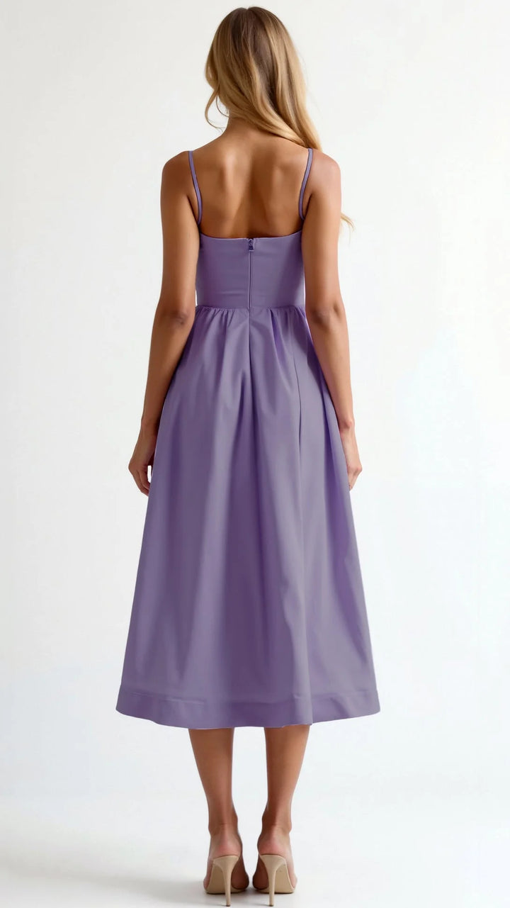 Damen Midikleid mit feinen Trägern und A-Linie