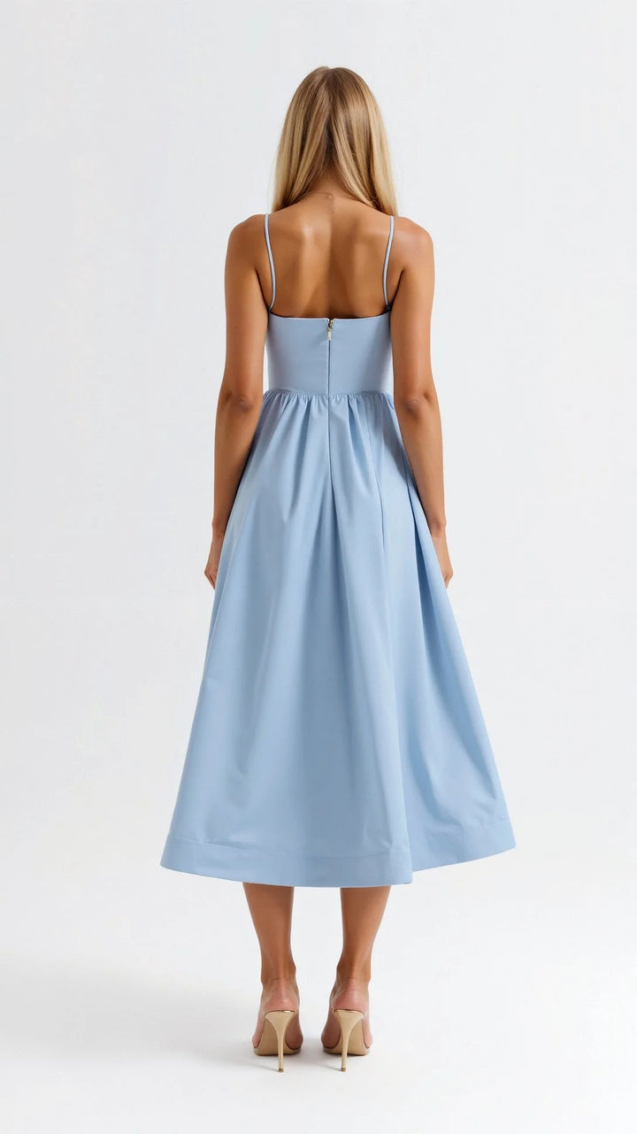 Damen Midikleid mit feinen Trägern und A-Linie