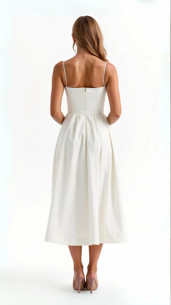 Damen Midikleid mit feinen Trägern und A-Linie