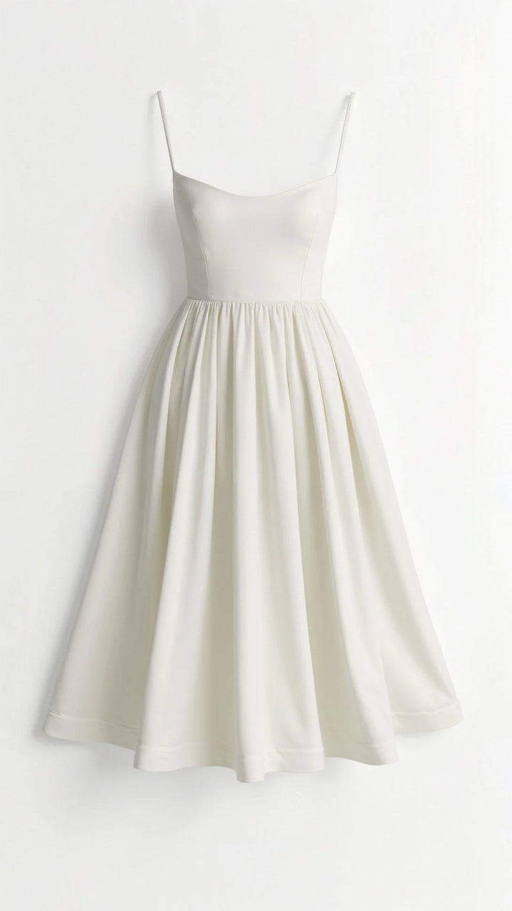 Damen Midikleid mit feinen Trägern und A-Linie