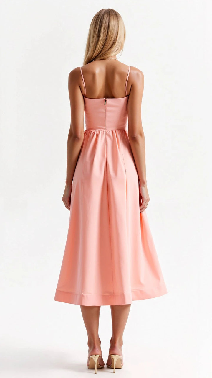 Damen Midikleid mit feinen Trägern und A-Linie