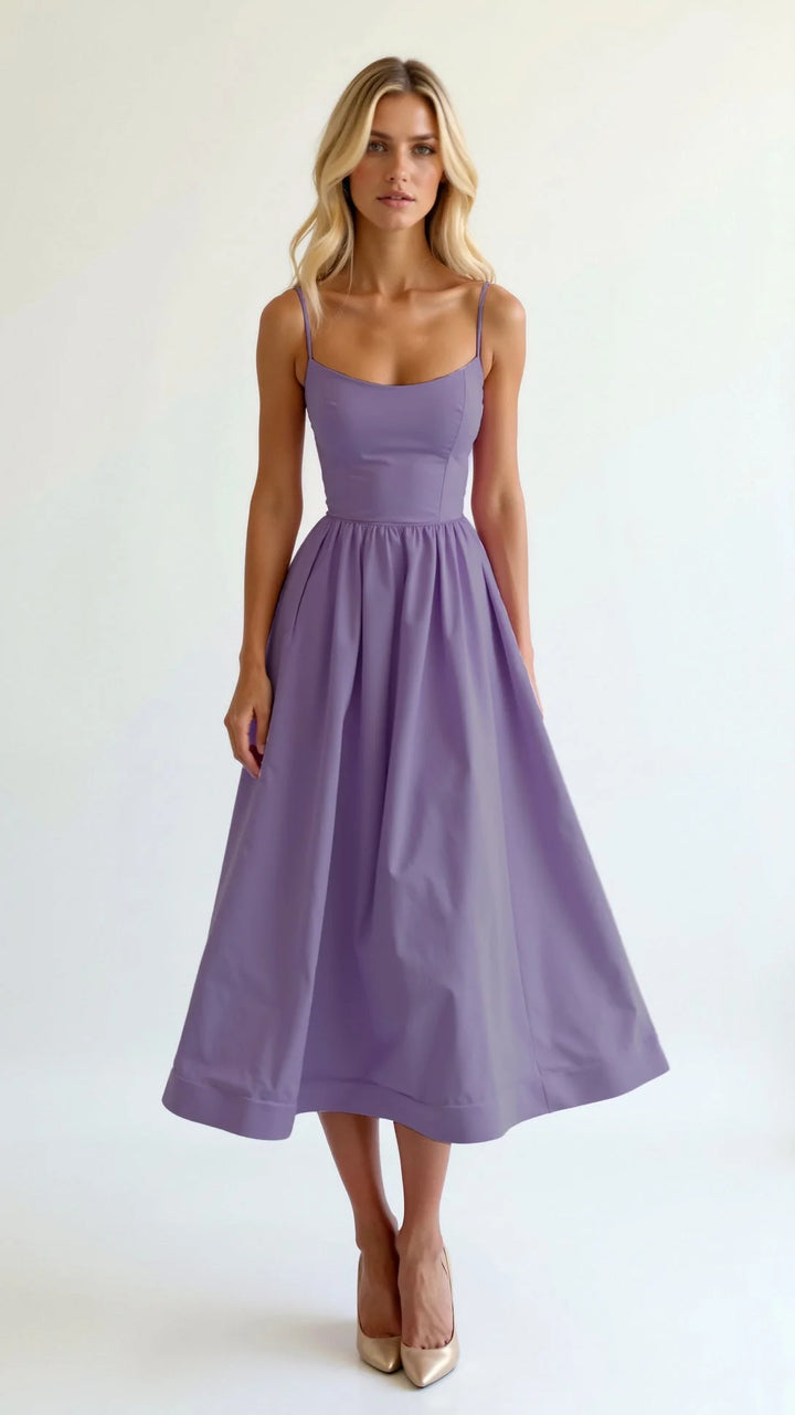Damen Midikleid mit feinen Trägern und A-Linie