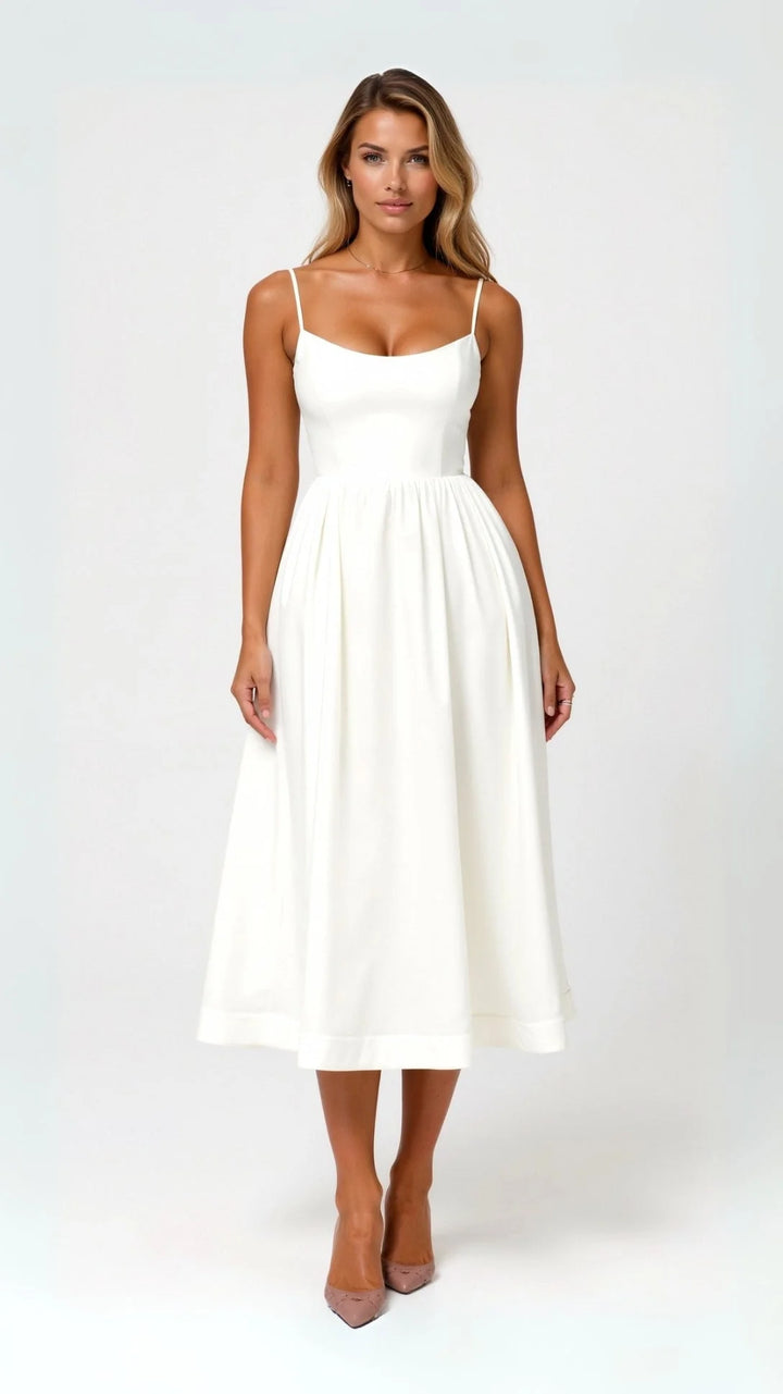 Damen Midikleid mit feinen Trägern und A-Linie