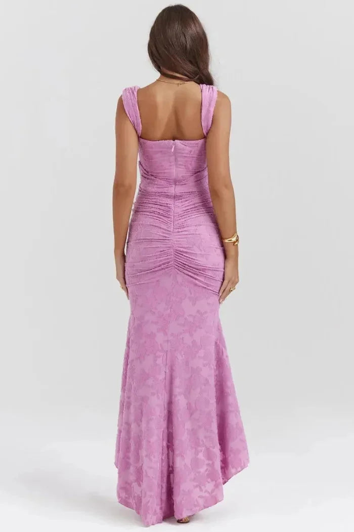 Damen Midikleid Ärmellos mit Blumenspitze und asymmetrischem Saum – High-quality product image.
