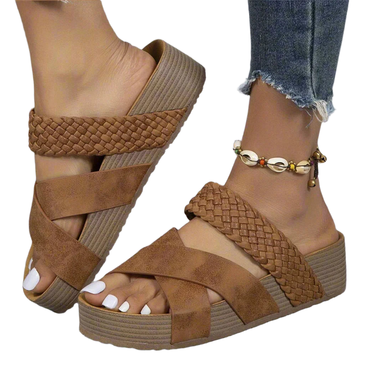 Damen Orthopädische Sandalen mit Flechtdetail und Keilabsatz