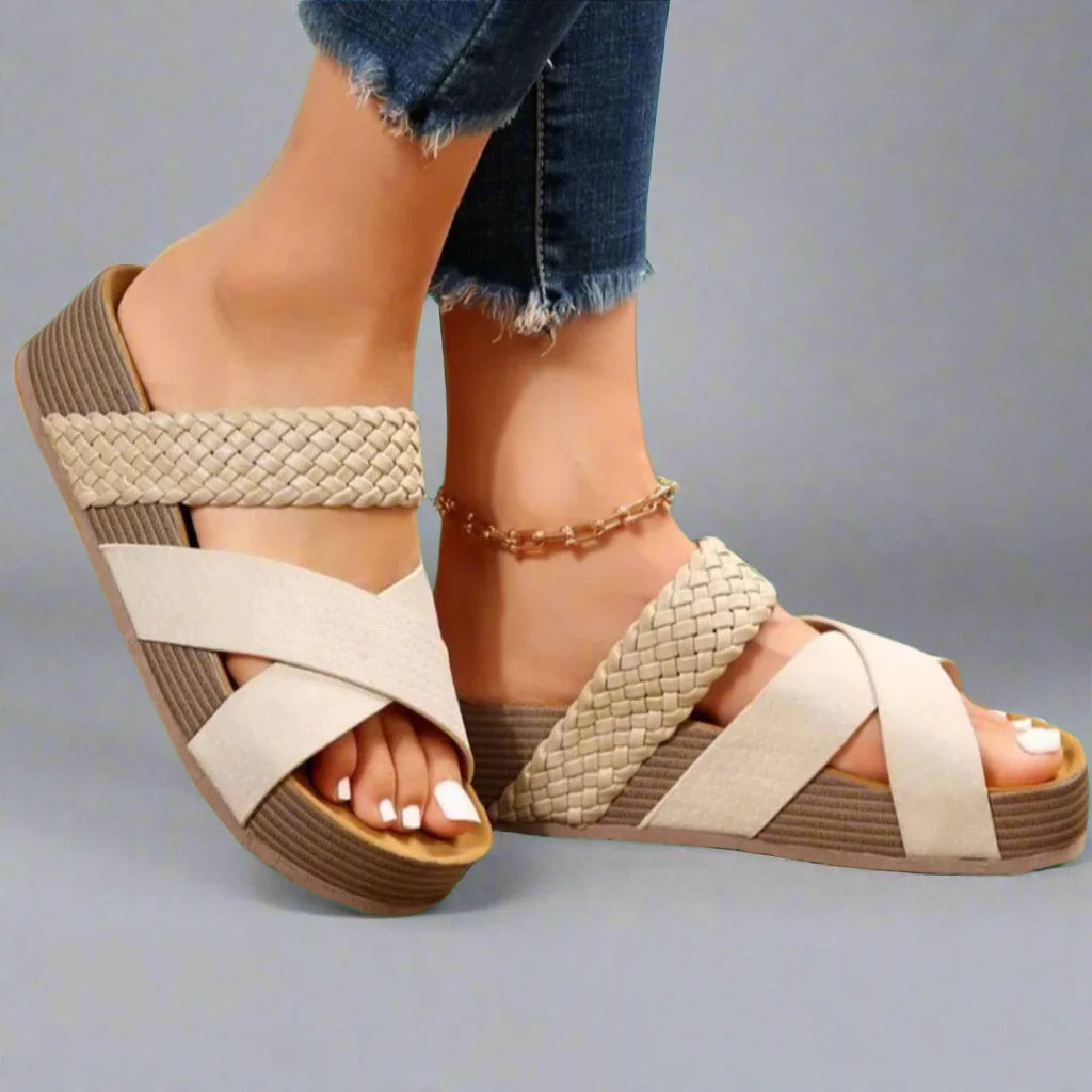 Damen Orthopädische Sandalen mit Flechtdetail und Keilabsatz